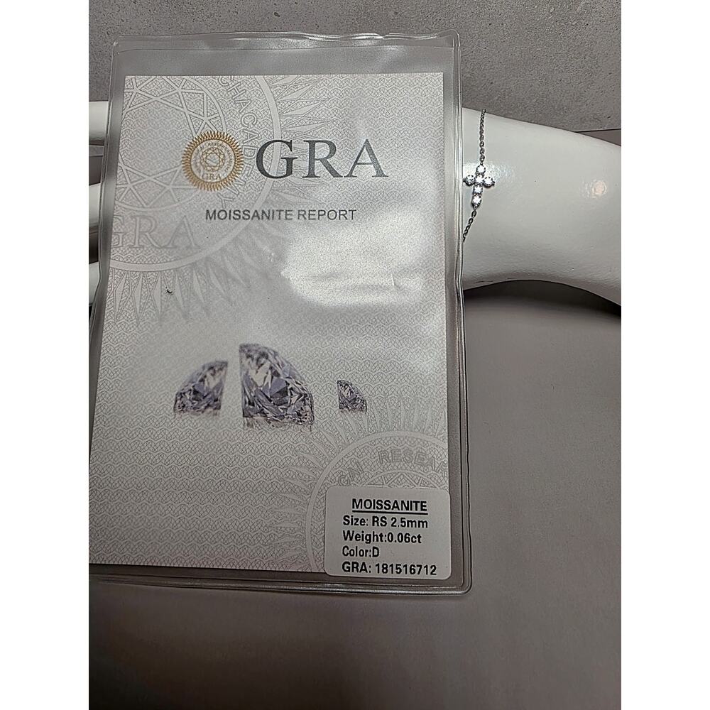 6.5-8.5" 2.5mm 0.06ctw VVSD Moissanite Cross Dainty Bracelet 925 Sterling Silver - Picture 9 of 9
